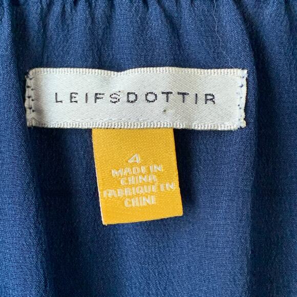 Leifsdottir Blue Dress Gold Beads Tiered Ruffle 3/4 Sleeve Twilight Alice Size 4 - Picture 9 of 16